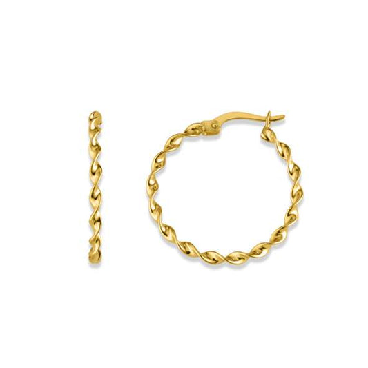 Créoles femme or jaune 18 carats torsadées