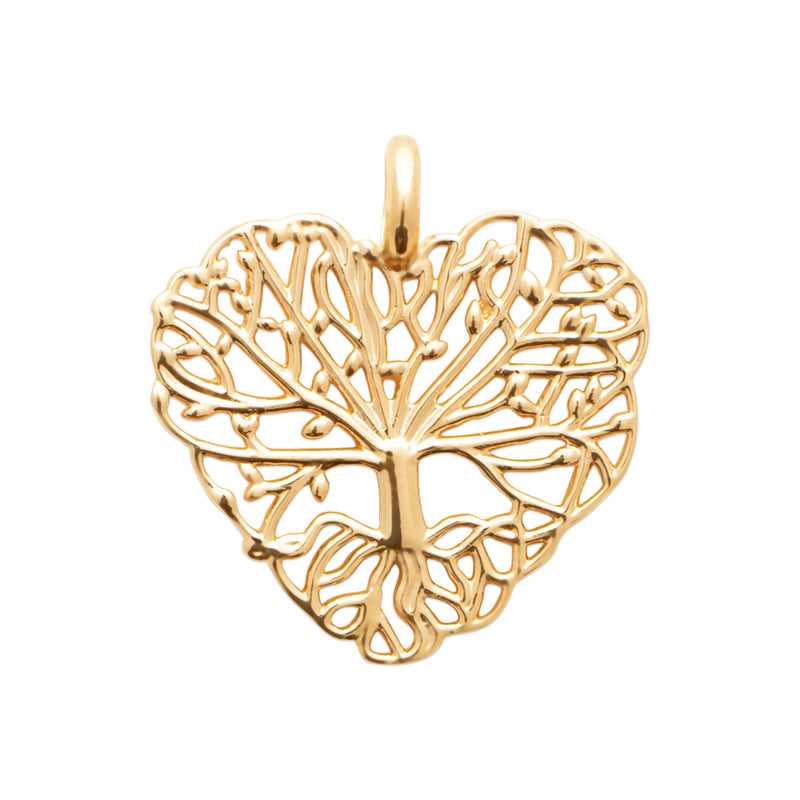 Collier femme plaqué or arbre de vie cœur ajouré 45cm