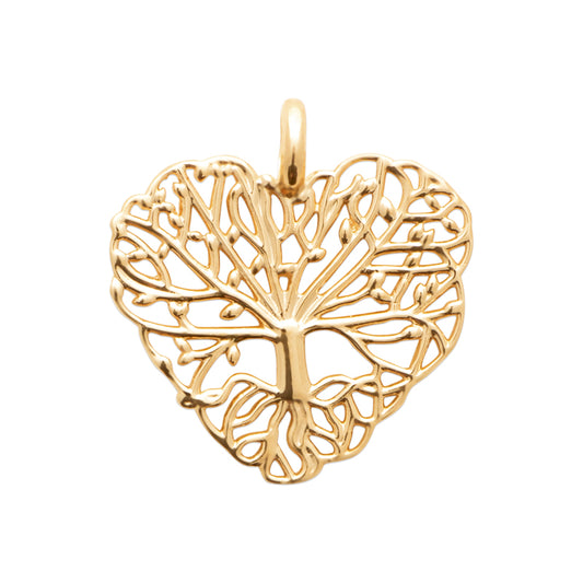 Collier femme plaqué or arbre de vie cœur ajouré 45cm