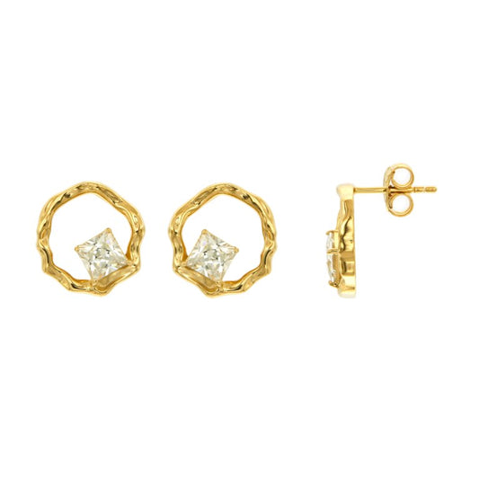 Boucles d'oreilles femme argent doré cercle zirconia