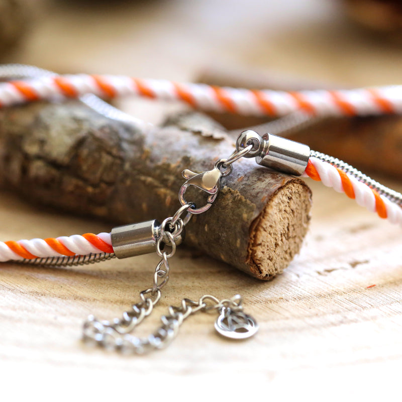 BRACELET HOMME   BLANC & ORANGE