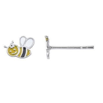 Clous d'oreilles enfant argent 925 rhodié motif abeille émail