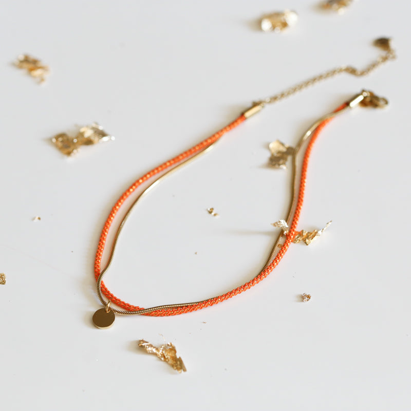 BRACELET FEMME PAILLETE   ORANGE