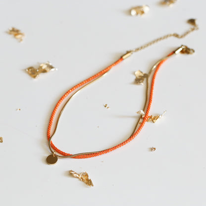 BRACELET FEMME PAILLETE   ORANGE