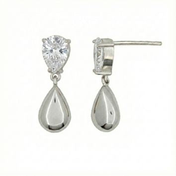 Boucles d'oreilles femme argent rhodié zirconia goutte