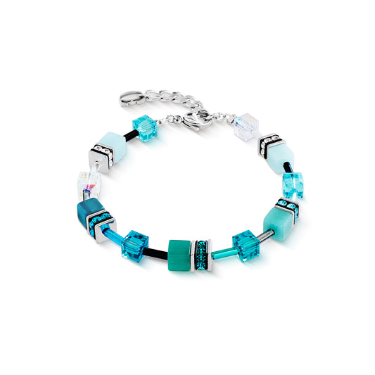 Œil de tigre synthétique, Polaris, rondelles de strass, verre taillé, acier inoxydable