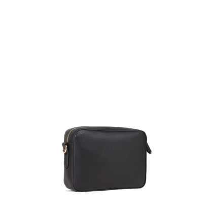 Sac bandoulière femme cuir grainé noir zippé
