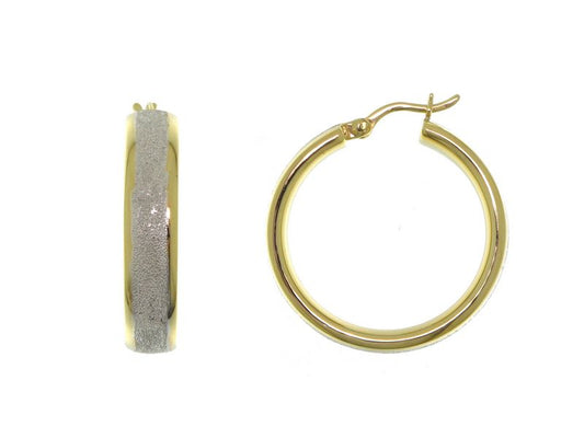 Créoles femme argent 925 bicolore doré satiné 26 mm