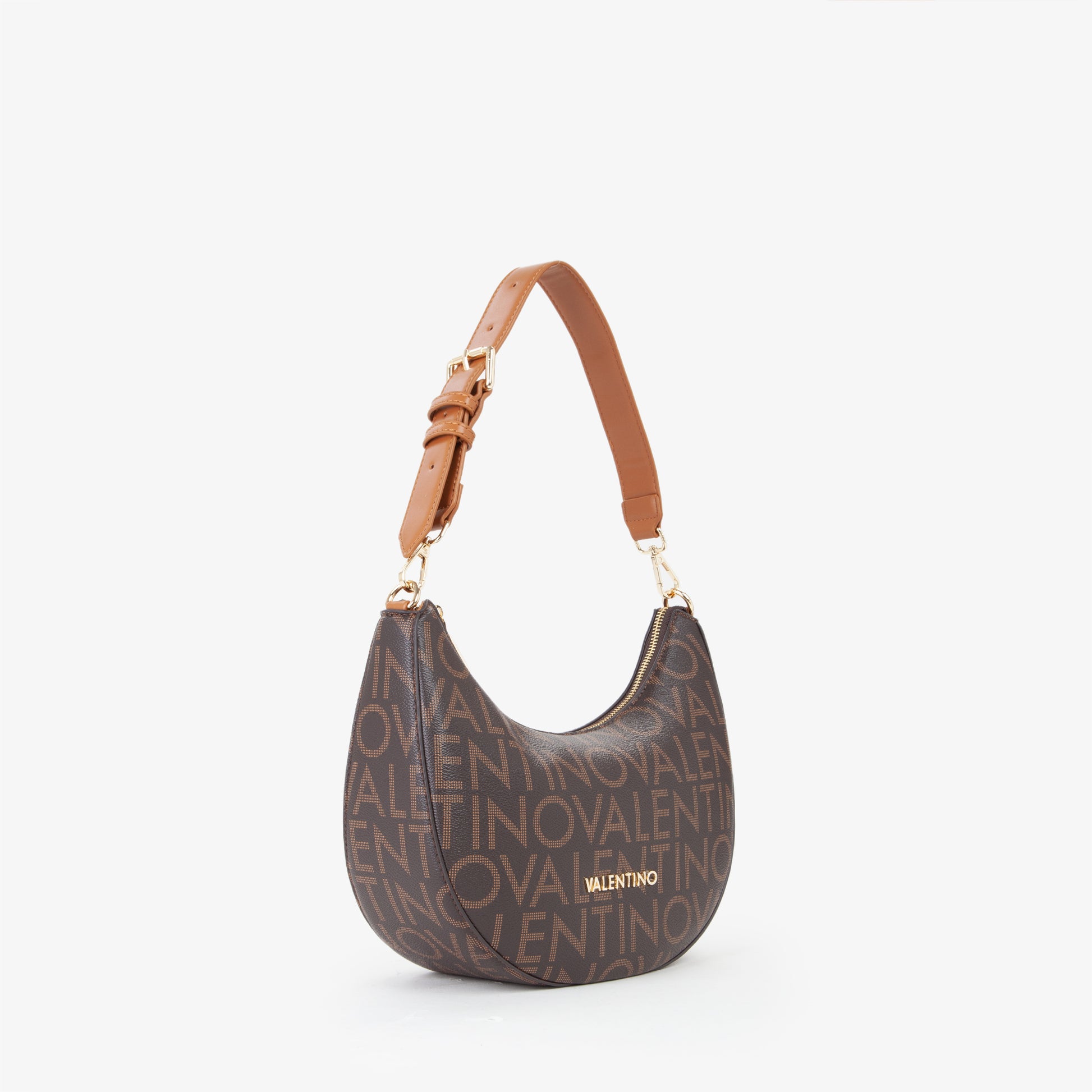 Sac hobo femme monogramme brun camel bandoulière réglable