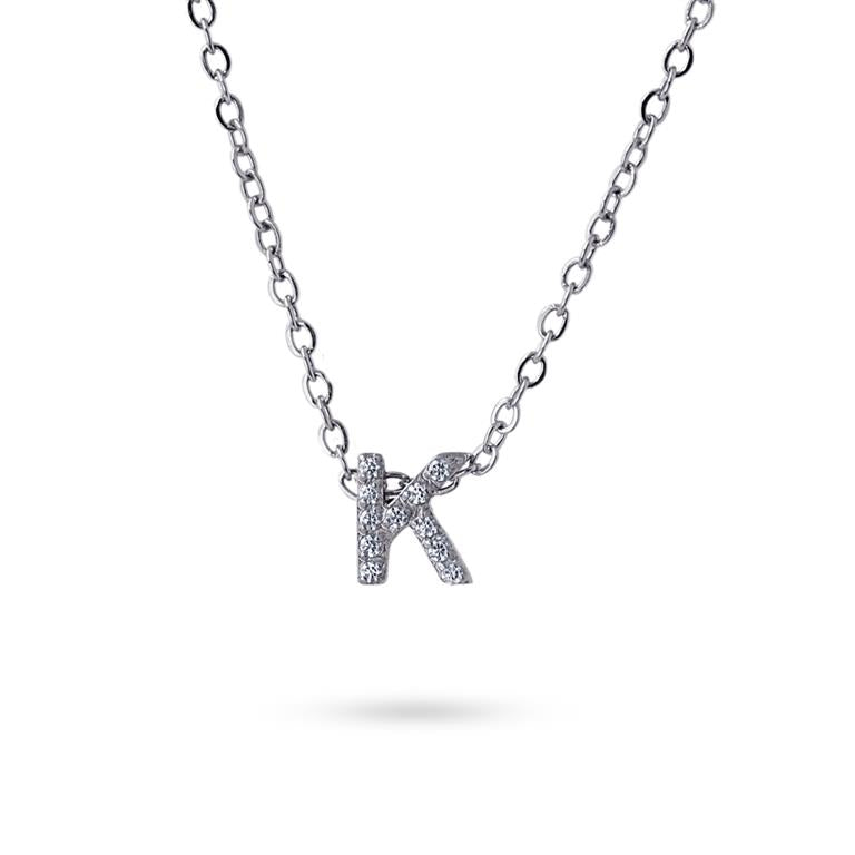 COLLIER EMILIA - ACIER - ZIRCONIA - LETTRE K - 38+5 CM