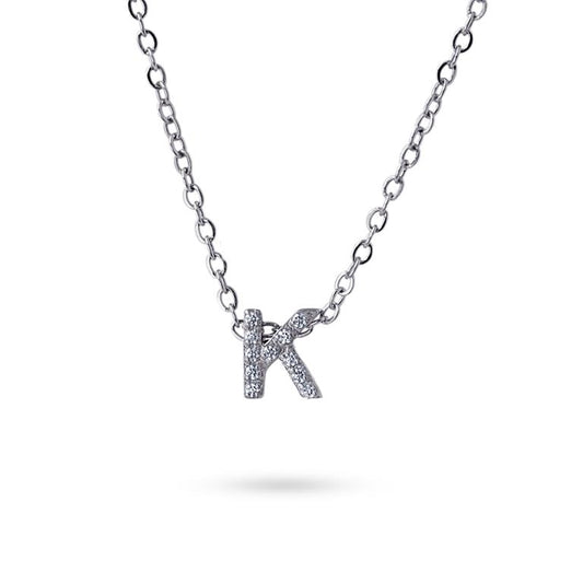 COLLIER EMILIA - ACIER - ZIRCONIA - LETTRE K - 38+5 CM