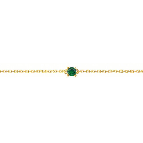 Bracelet femme plaqué or chaîne fine zirconia vert
