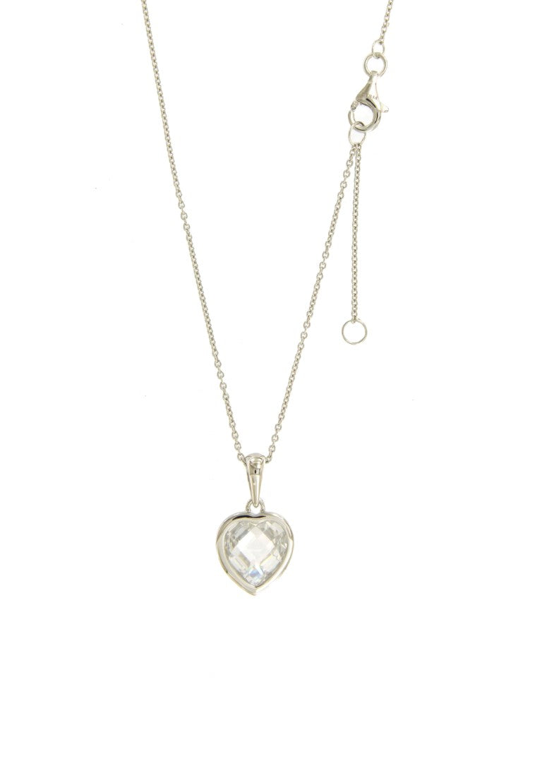 Collier femme argent rhodié pendentif cœur zirconia