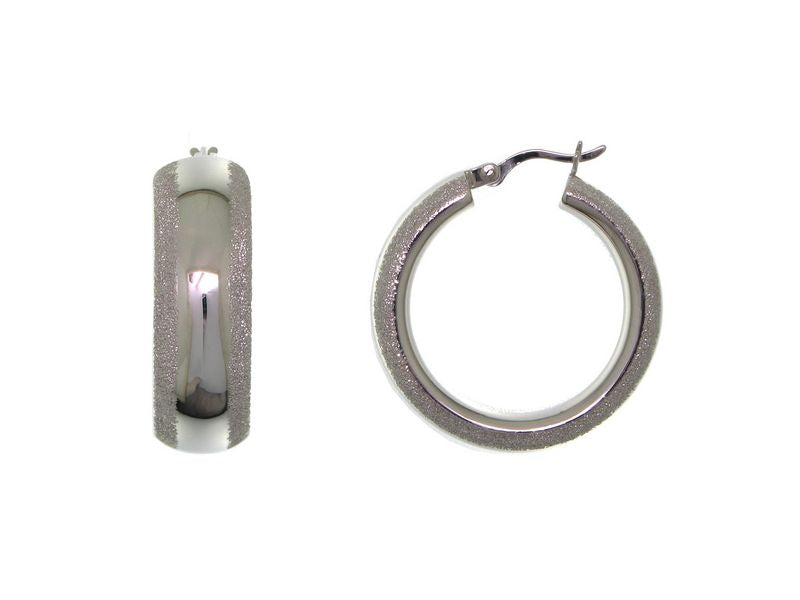 Créoles femme argent 925 rhodié finition satinée 28 mm