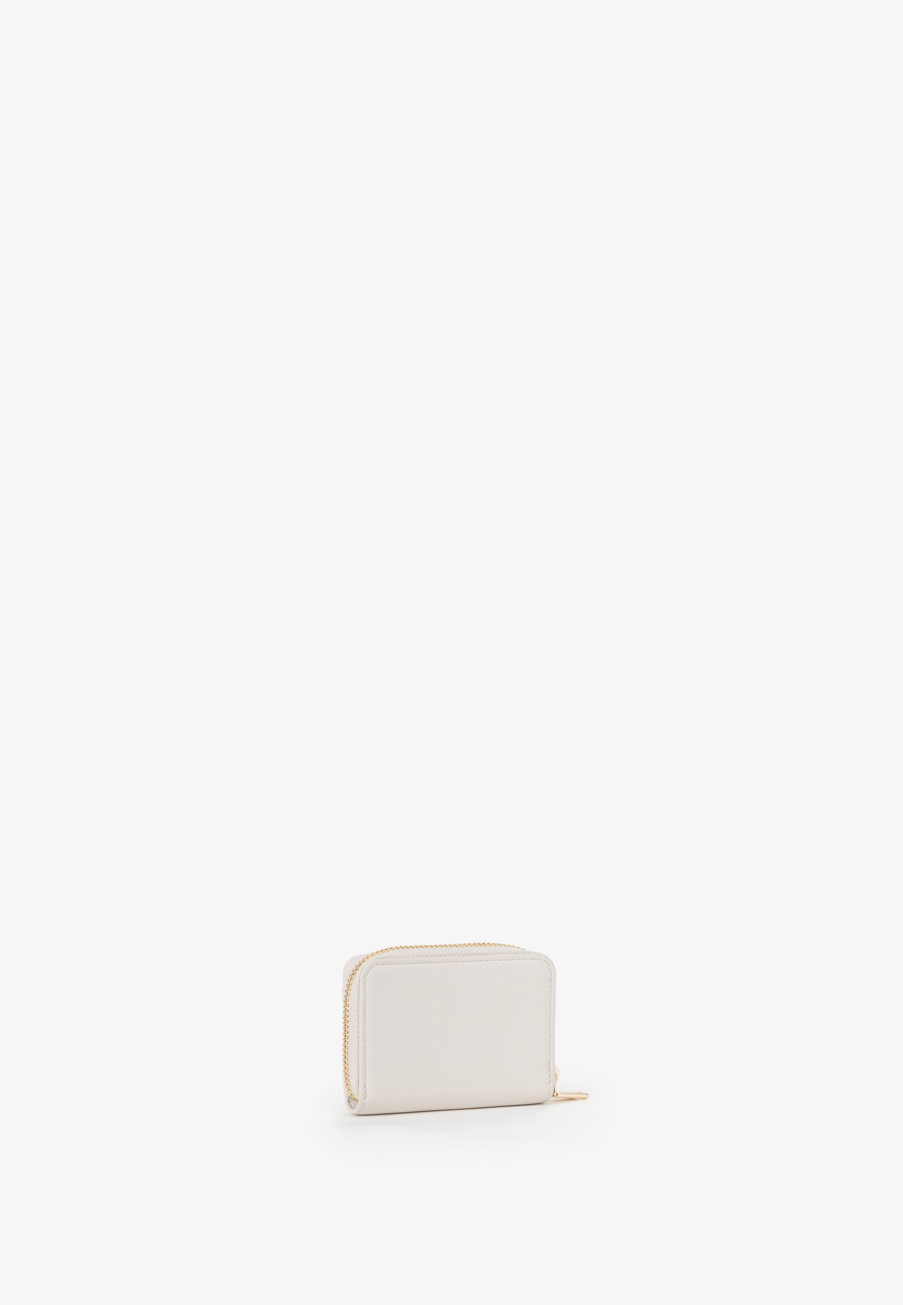 Portefeuille femme zippé écru finition dorée compact