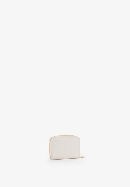 Portefeuille femme zippé écru finition dorée compact
