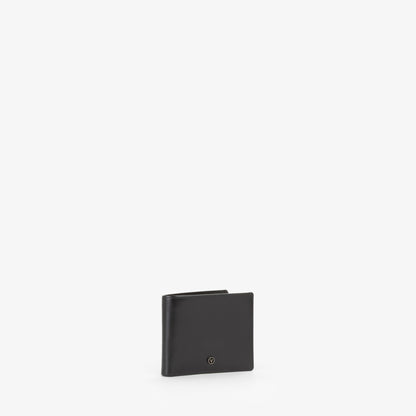 Portefeuille homme cuir lisse noir bifold compact