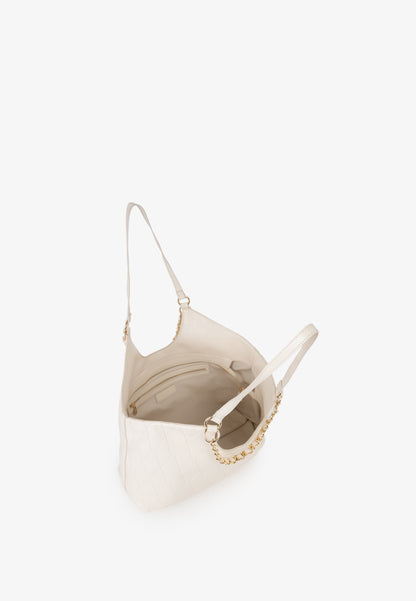Sac main femme écru matelassé chaîne dorée cabas chic