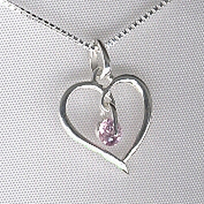 Collier femme argent 925 pendentif cœur zircon rose