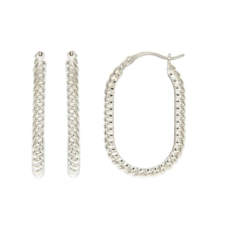 Créoles femme argent 925 rhodié torsadé ovales