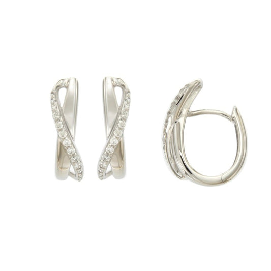 Créoles femme argent rhodié zirconia croisées