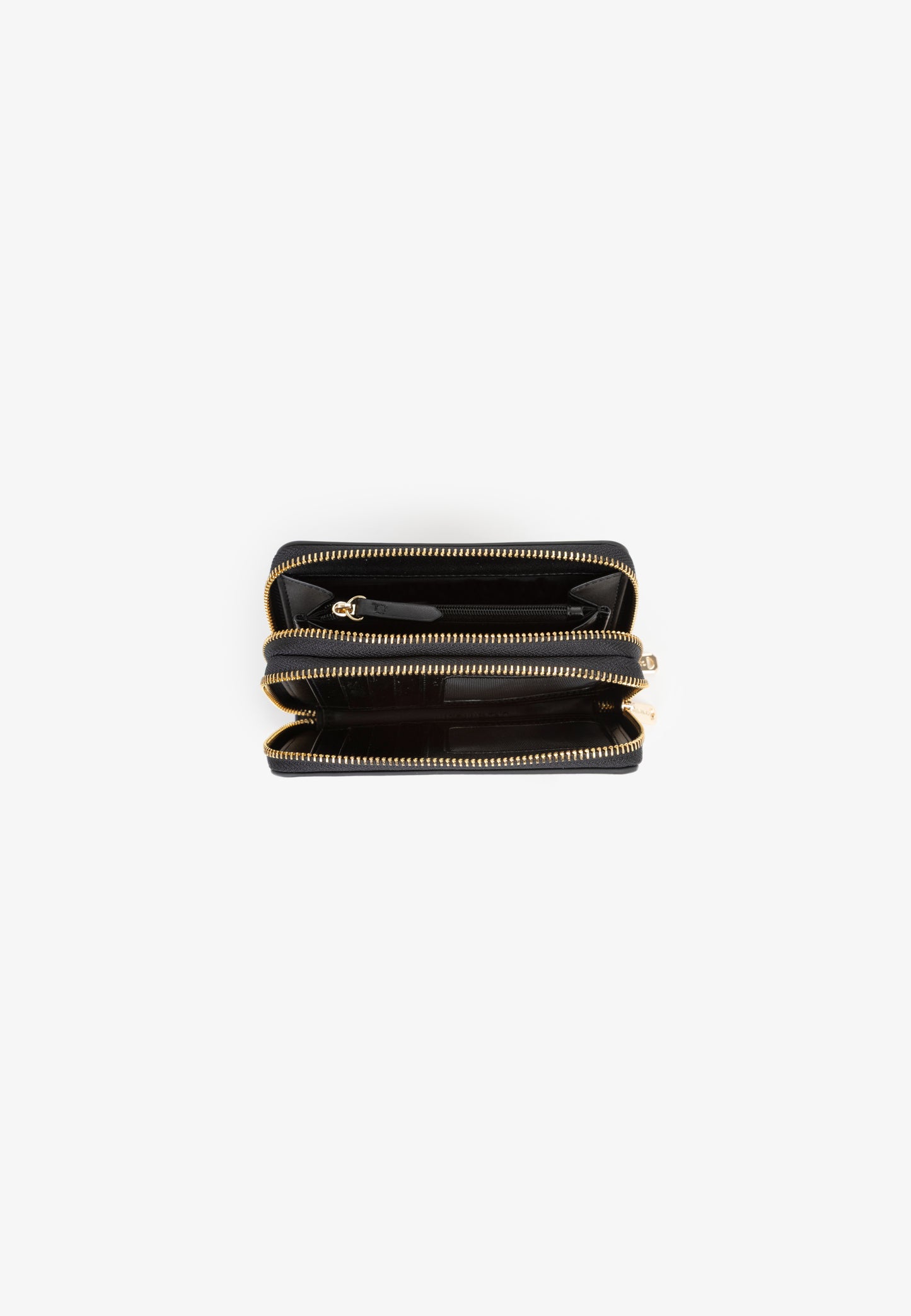 Portefeuille femme zippé cuir grainé noir compact