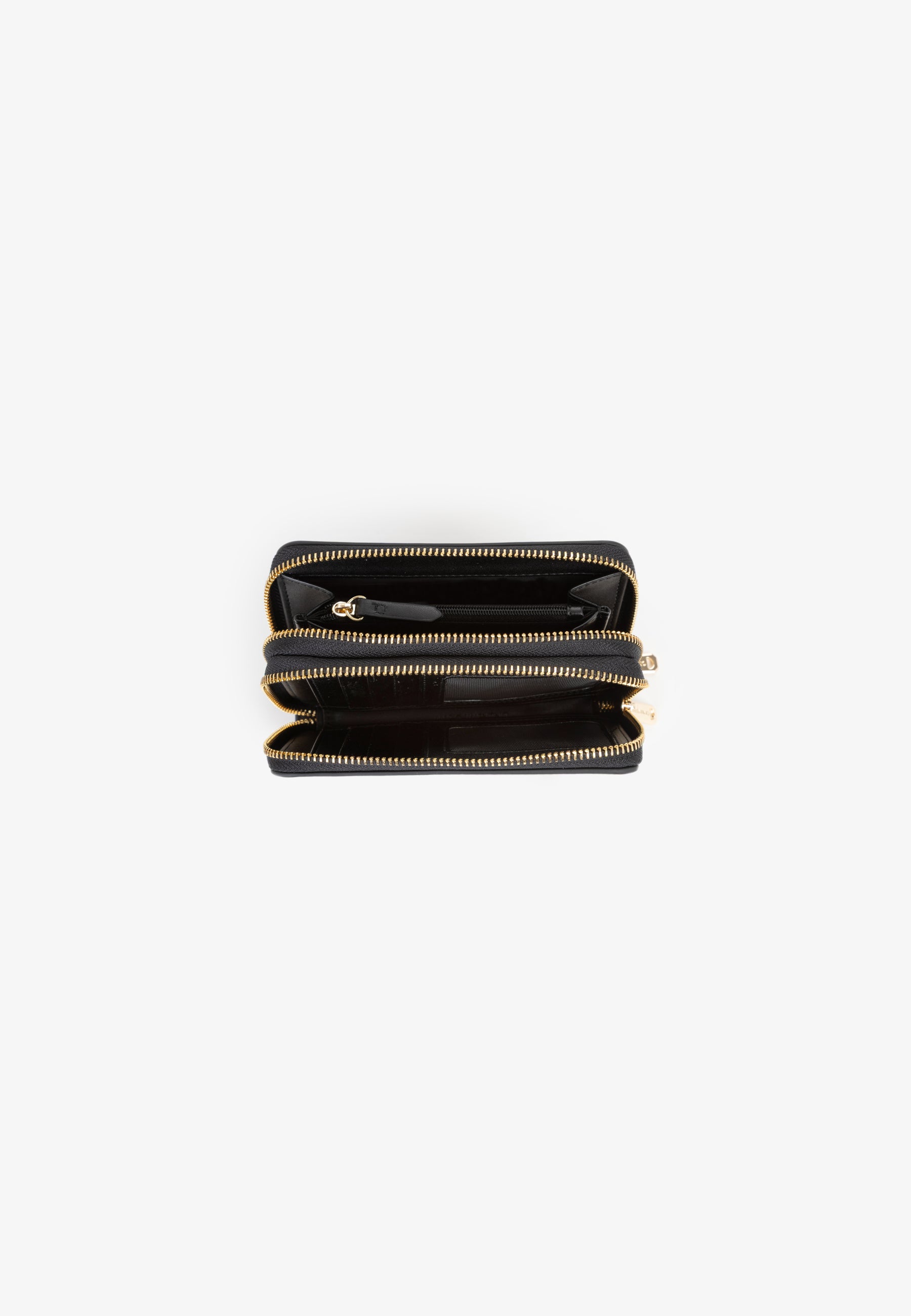 Portefeuille femme zippé cuir grainé noir compact
