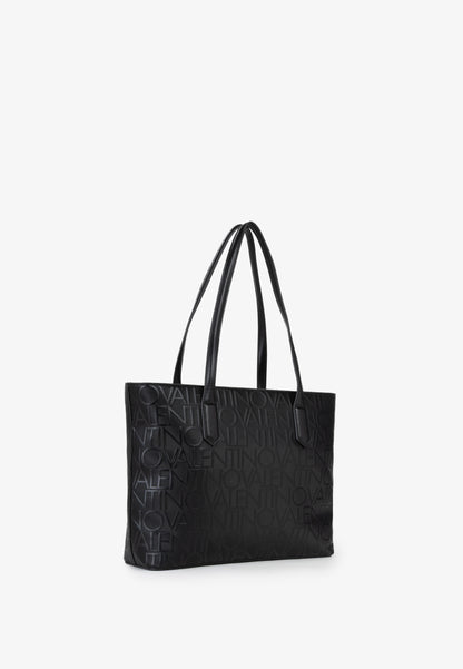 Sac cabas femme noir monogramme embossé tote bag
