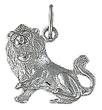 Pendentif argent rhodié signe zodiaque Lion unisexe