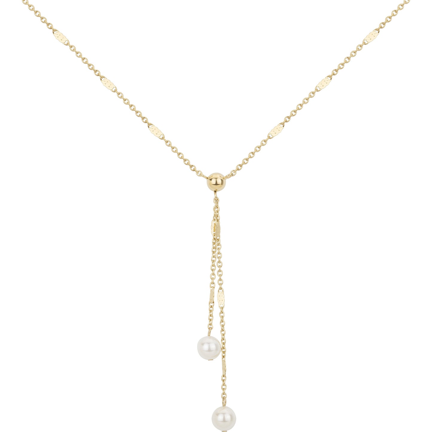 COLLIER - ACIER DORE - PERLE SYNTHETIQUE