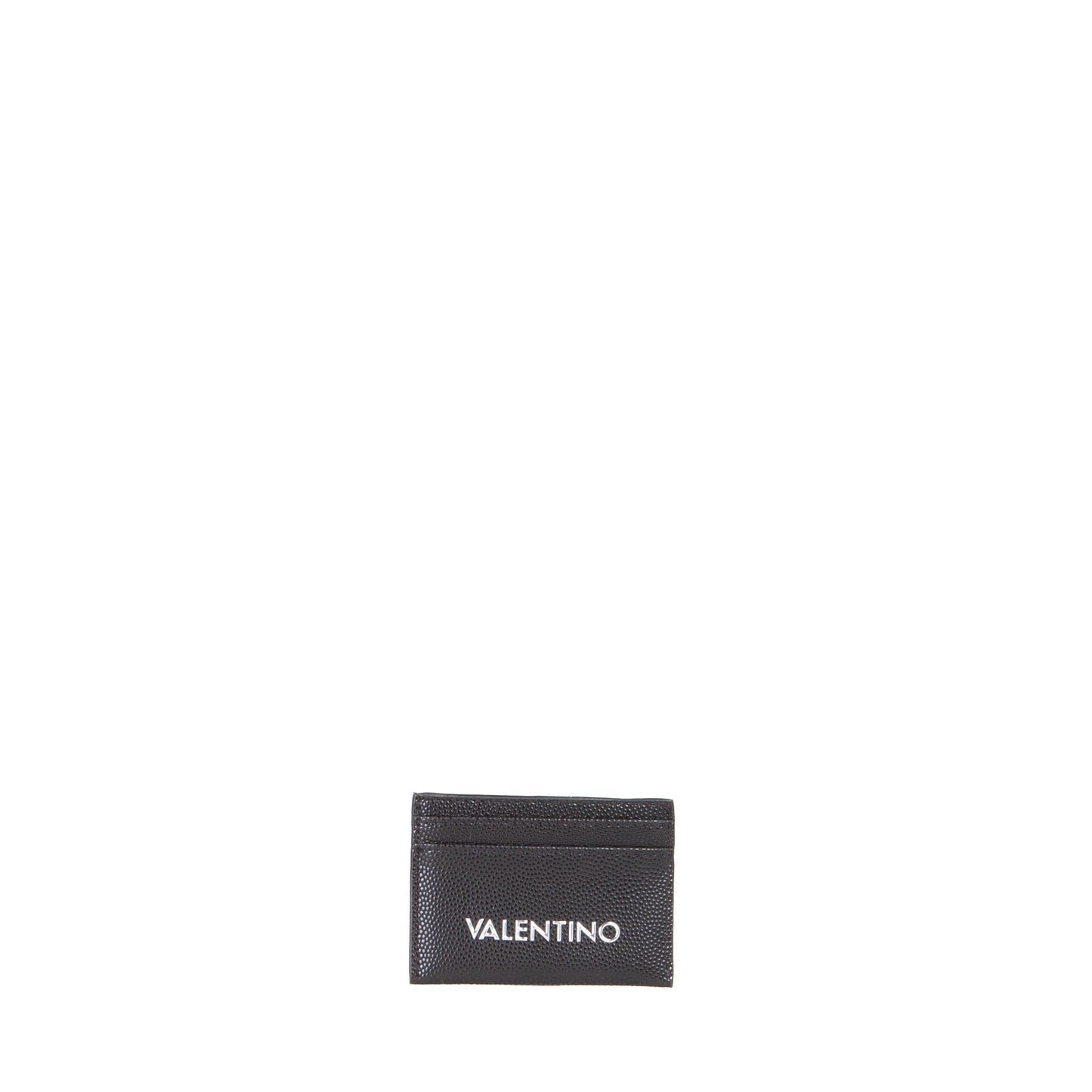 Porte-carte femme cuir grainé noir logo blanc élégant