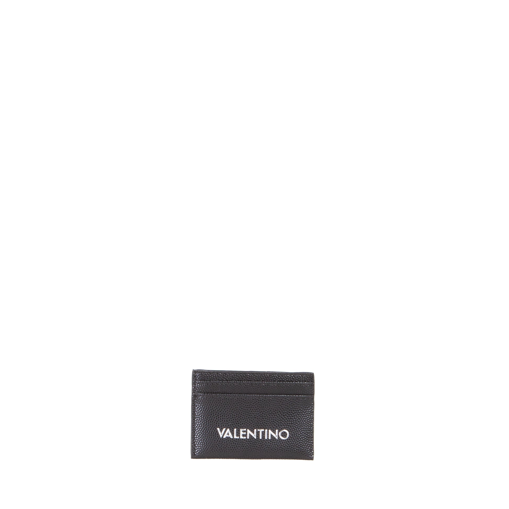 Porte-carte femme cuir grainé noir logo blanc élégant