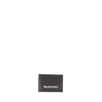 Porte-carte femme cuir grainé noir logo blanc élégant