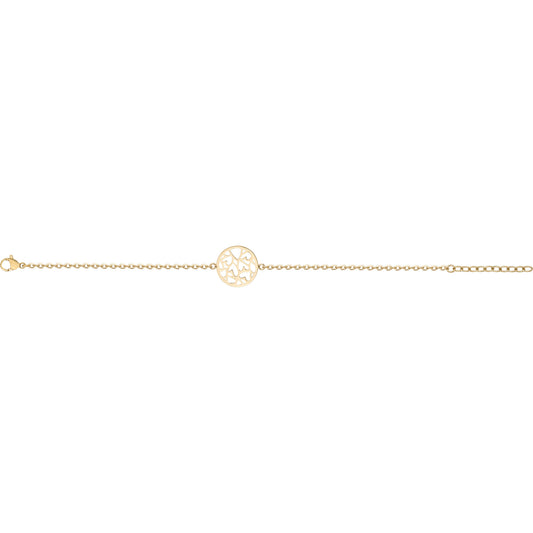 Bracelet femme acier doré médaillon ajouré motif cœur