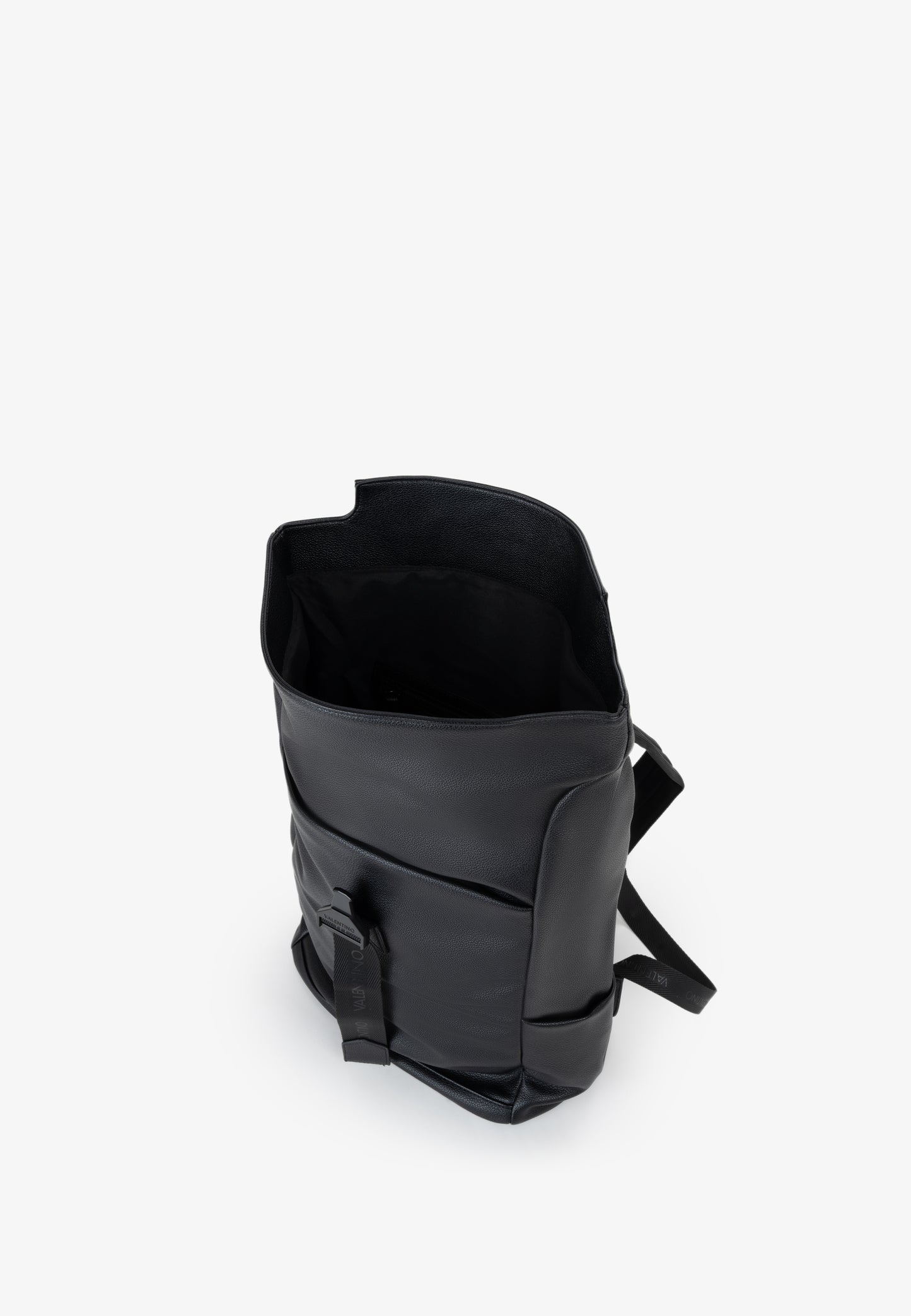 Sac à dos homme cuir grainé noir rolltop avec boucle