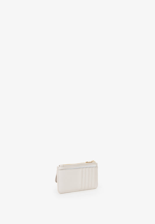 Porte-monnaie femme écru zippé avec porte-cartes intégré