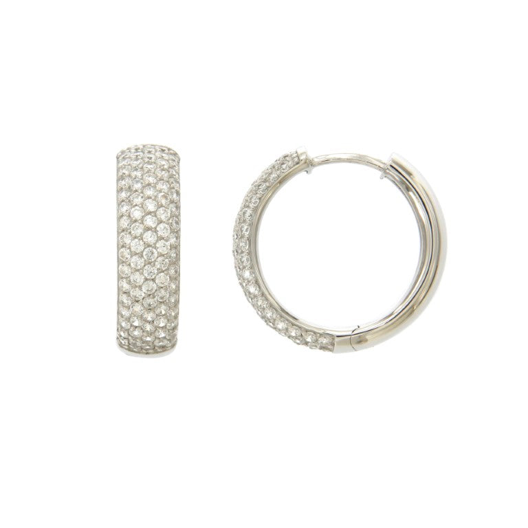 Créoles femme argent rhodié pavé zirconia 20 mm