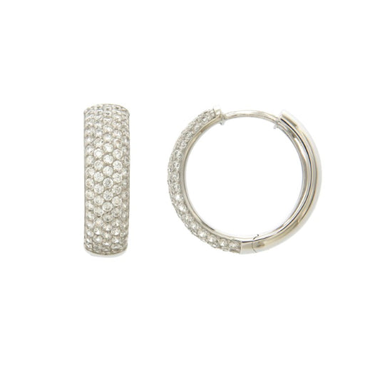 Créoles femme argent rhodié pavé zirconia 20 mm