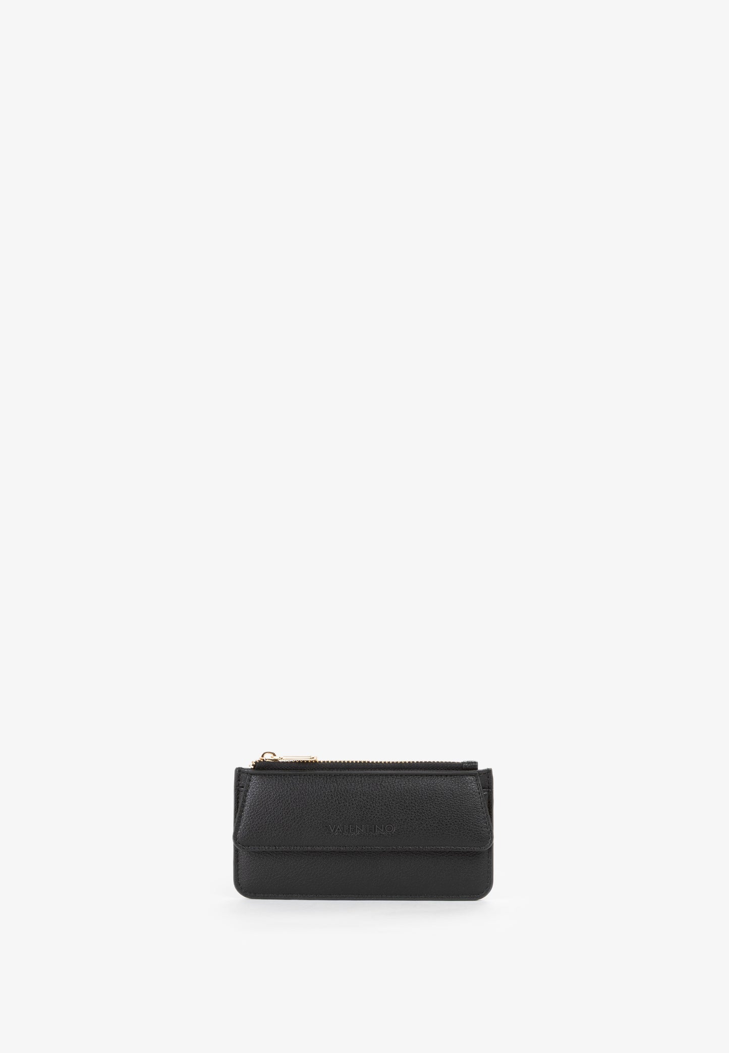 Porte-monnaie femme cuir grainé noir zippé doré