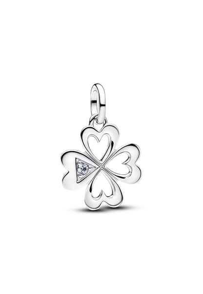 Charm médaillon en forme de trèfle à quatre feuilles en forme de cœur