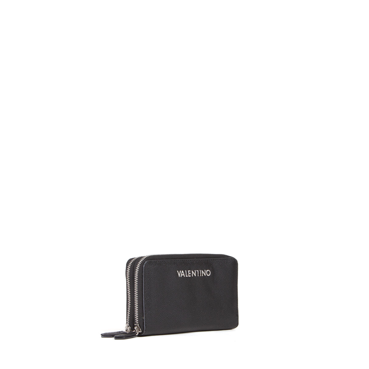 Portefeuille femme zippé cuir grainé noir élégant