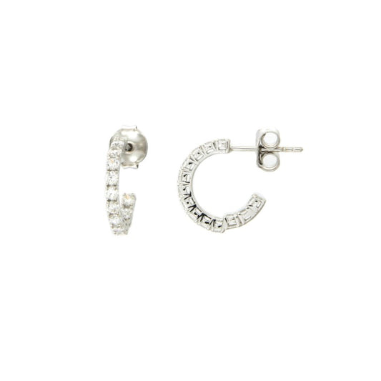 Créoles femme argent rhodié zirconia poussette