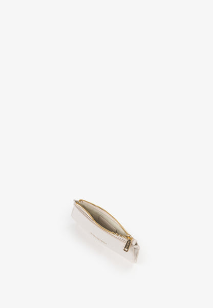 Porte-monnaie femme écru zippé avec porte-cartes intégré