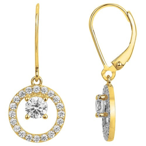 Boucles d'oreilles pendantes femme plaqué or cercle zirconia
