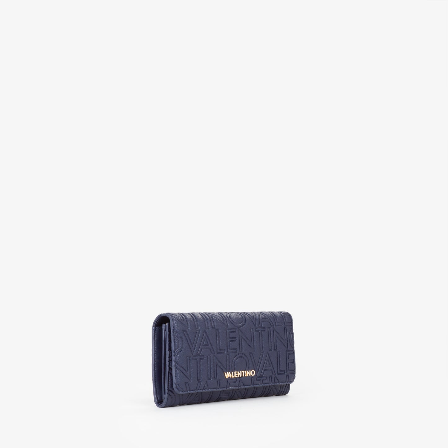Portefeuille femme simili cuir bleu marine monogramme embossé