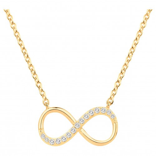 Collier femme plaqué or jaune symbole infini zirconia