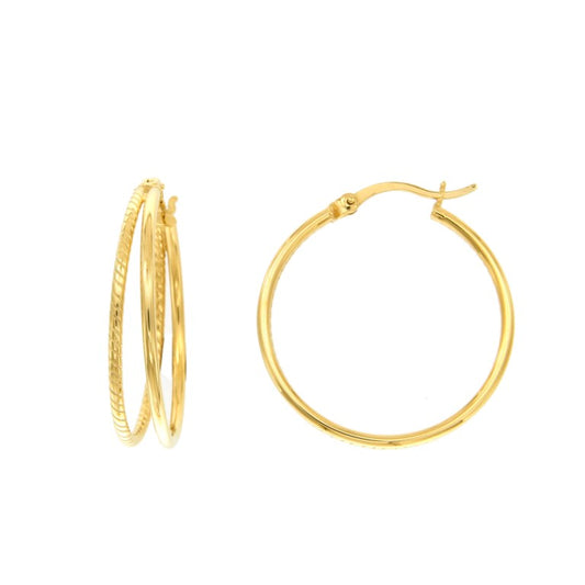 Créoles femme argent 925 doré double anneau 30mm