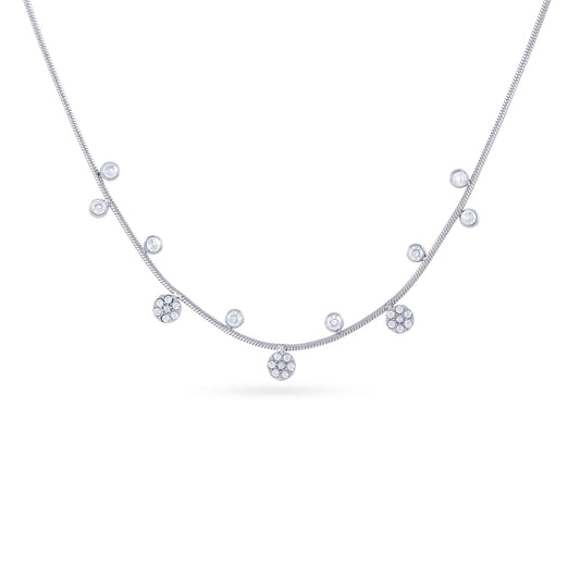 Collier femme acier zirconia pendentifs ronds 40+5 cm