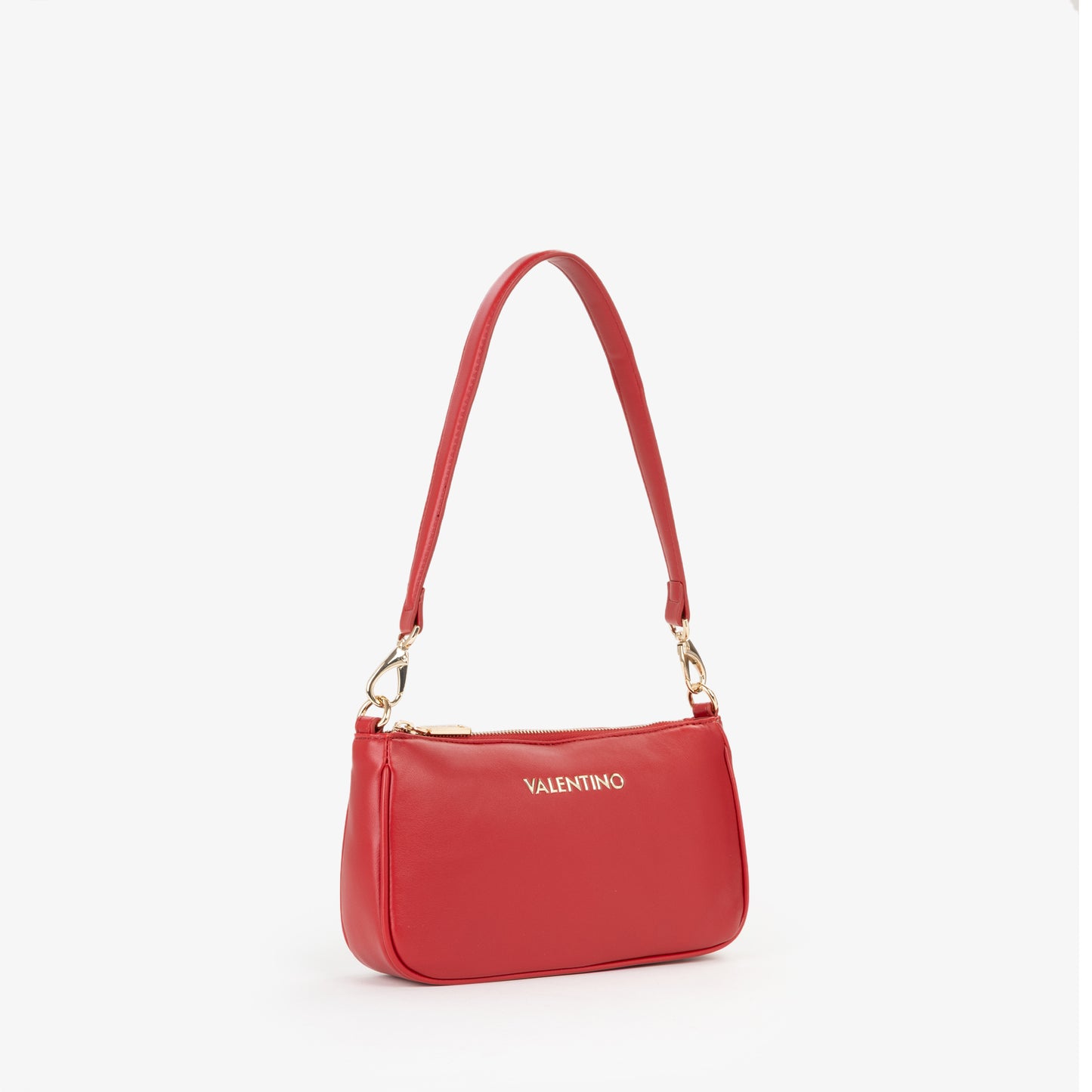 Sac baguette femme rouge doré fermeture zip élégant