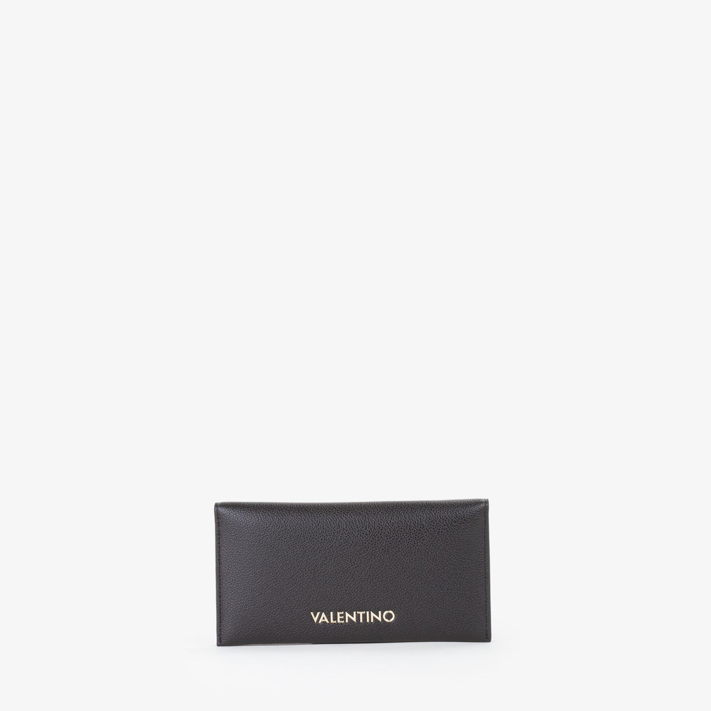 Portefeuille femme cuir grainé noir logo doré élégant